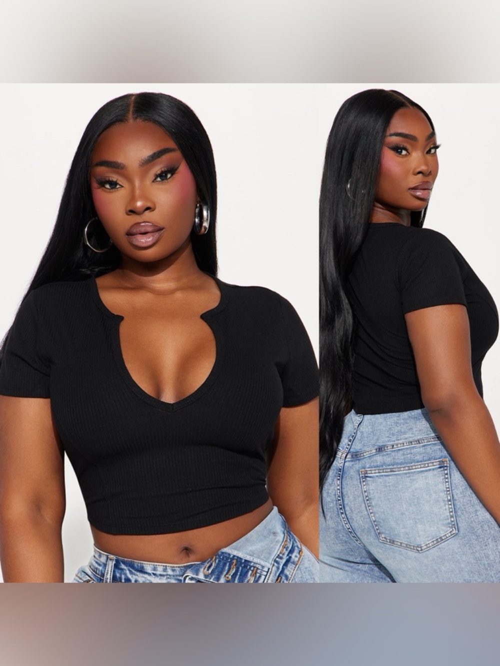 FN Black Ribbed Crop Top
